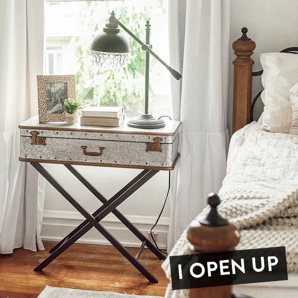 Grey Metal Farmhouse Suitcase Table