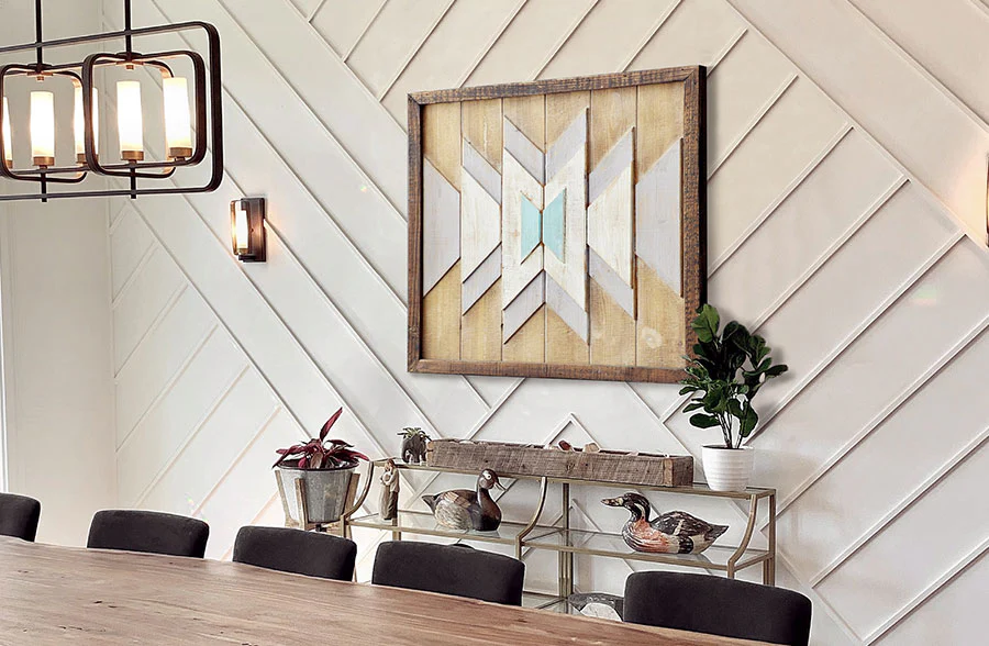 Chevron Pattern Geometric Wooden Wall Plaque