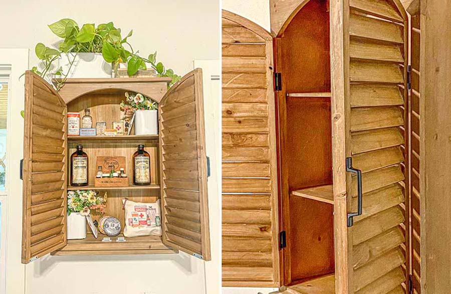 Natural Wooden Hanging Medicine Cabinet