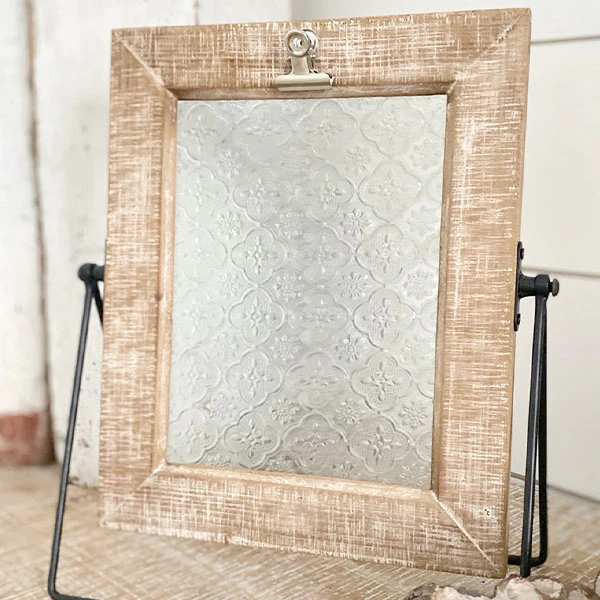 Wooden Framed Embossed Glass Display Easel