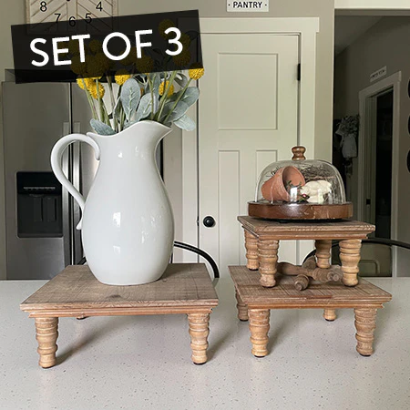 Natural Wood Spindle Risers, Set of 3
