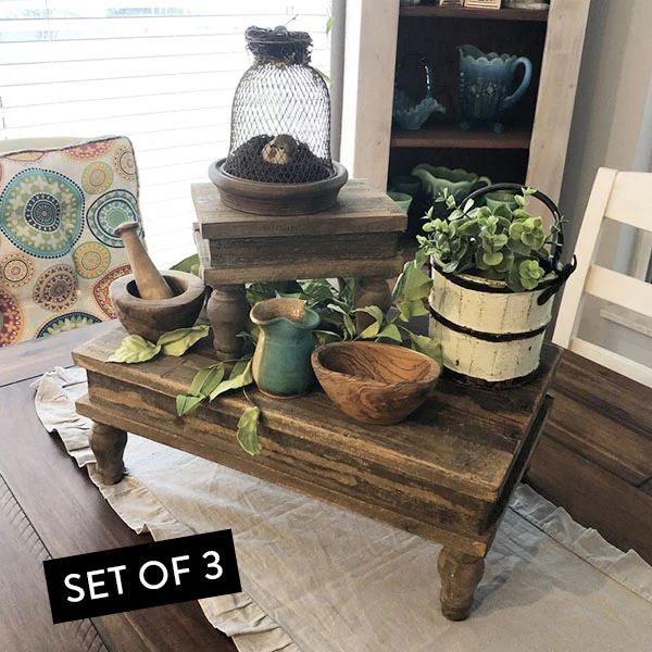 Reclaimed Wood Tabletop Risers, Set of 3
