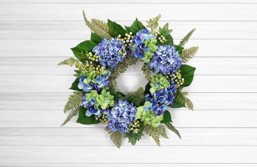 Lush Lifelike Hydrangea Wreath