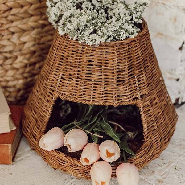 Handwoven Wicker Vegetable Basket with Lid