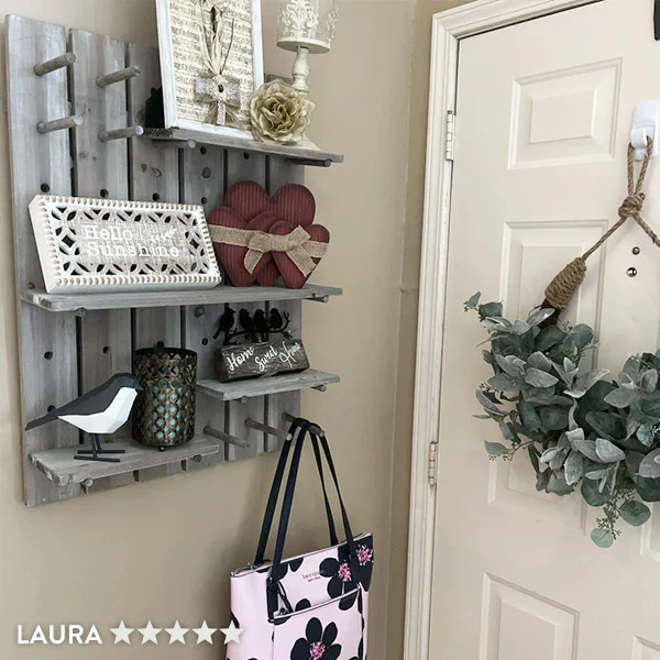 Customizable Wooden Peg Wall Shelf