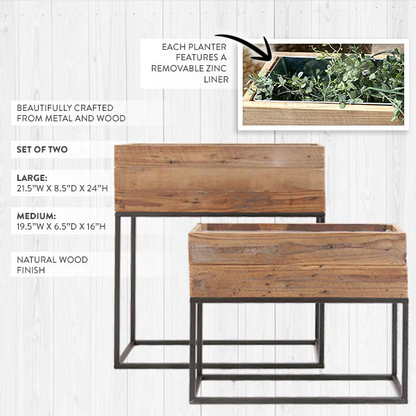 Wood and Metal Planters | Modern Industrial Farmhouse