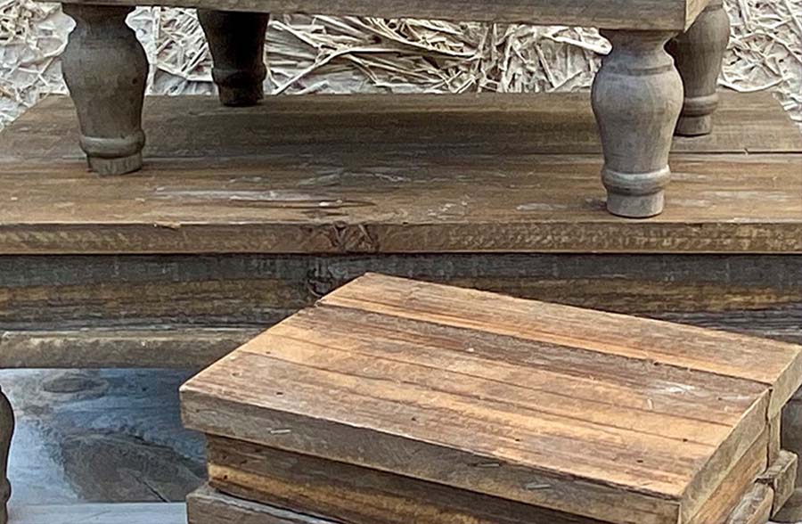 Reclaimed Wood Tabletop Risers, Set of 3