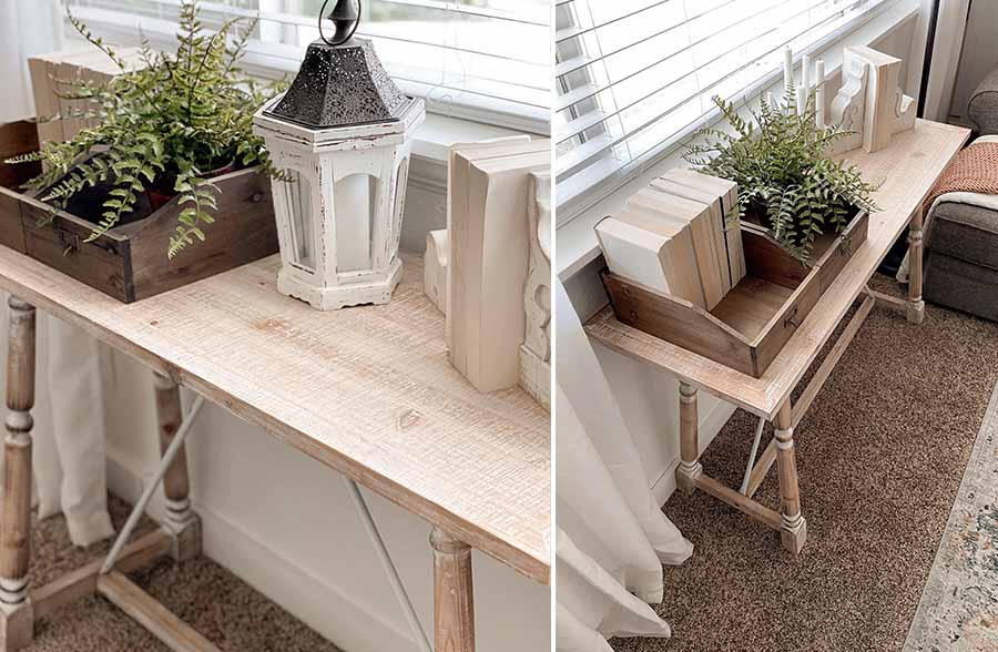 Light Brown Wood Farmhouse Console Table