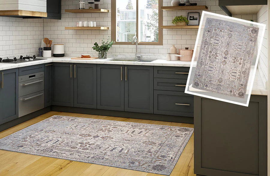 Distressed Vintage Finish Cotton Rug