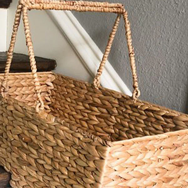Woven Stair Hyacinth Basket with Handles