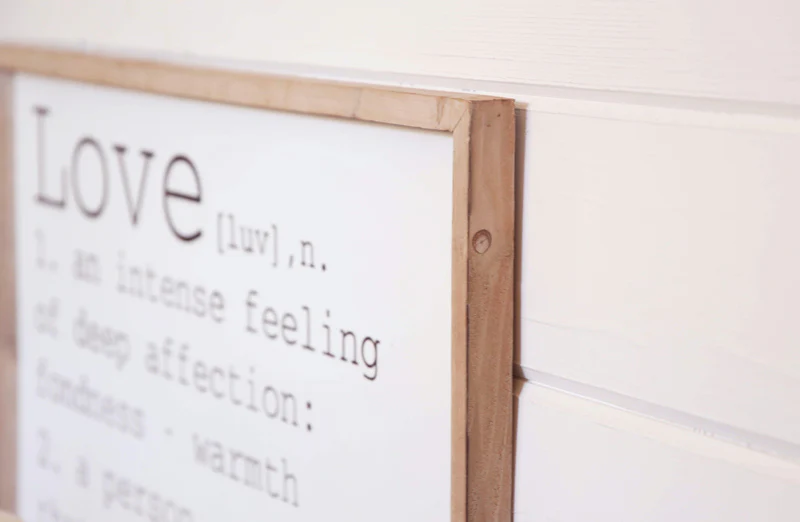 Distressed Wood Framed Love Sign