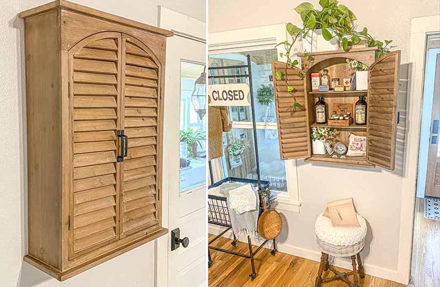 Natural Wooden Hanging Medicine Cabinet