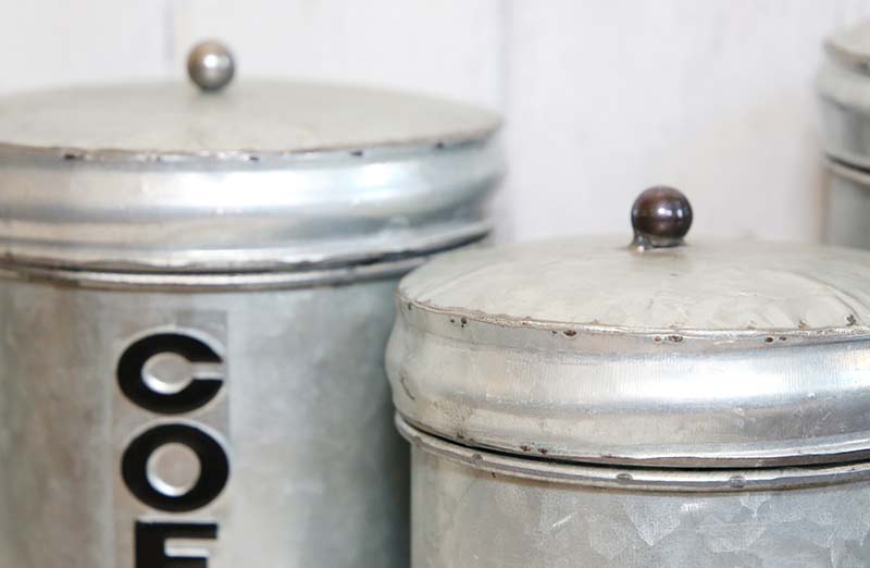 Galvanized Kitchen Canisters. Set of 2