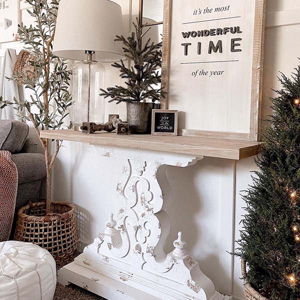Distressed Carved Corbel Table