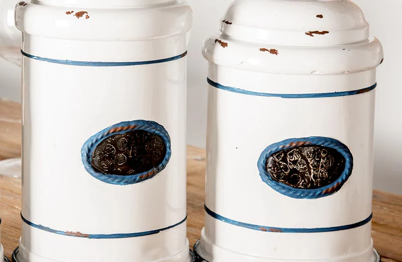 Enamel Inspired Farm Animal Kitchen Canisters  Set Of 3