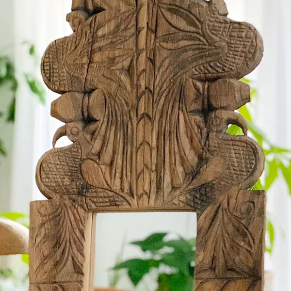 FOUND Hand-Carved Wood Banister Molding Wall Mirror