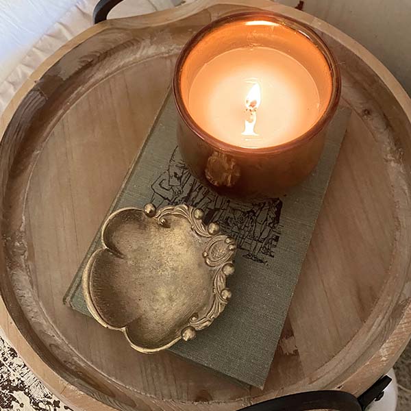 Rustic Round Wooden Trays with Handles, Set of 2