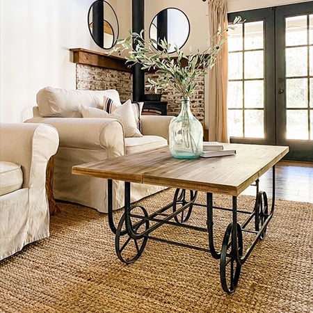 Wooden Factory Cart Coffee Table