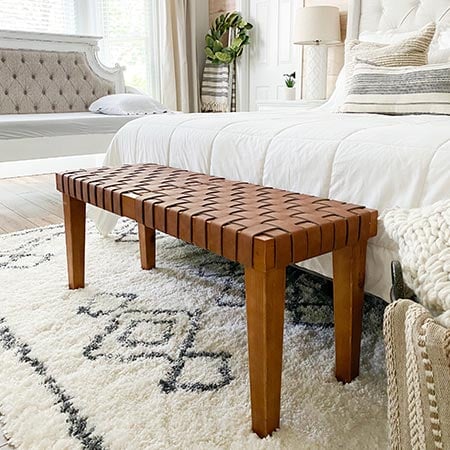 Woven Leather Bench
