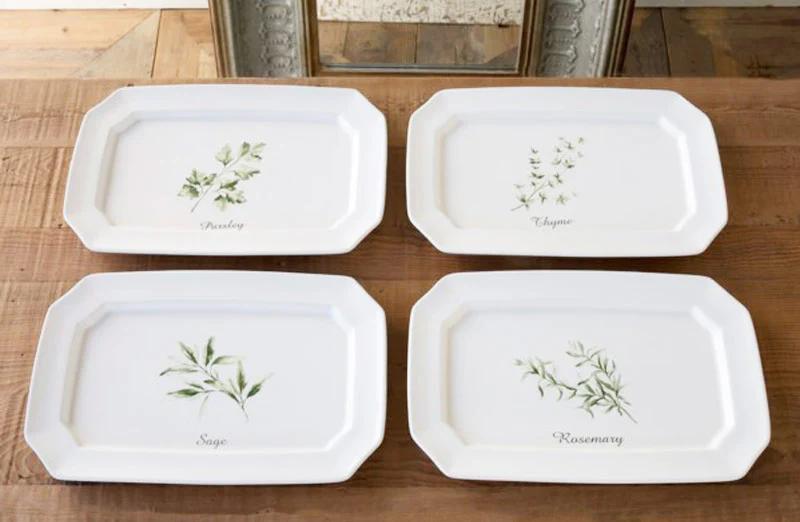 Herbal Print Platters Set of 4