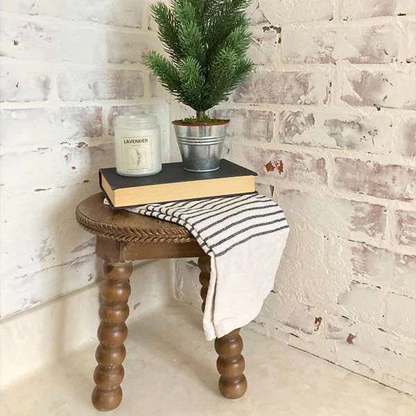 Carved Edge Wooden Milking Stool Riser