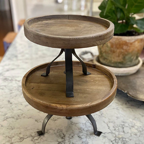 Round Adjustable Display Risers, Set of 2