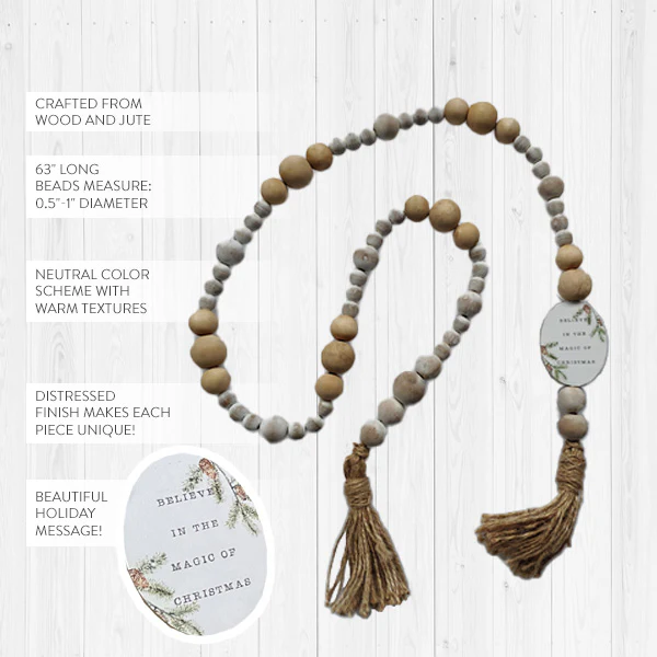 Magic of Christmas Wood Beaded Garland