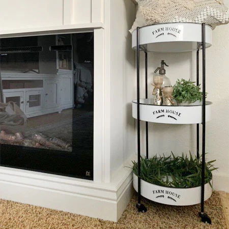 Enamel Farmhouse Three Tiered Rolling Cart