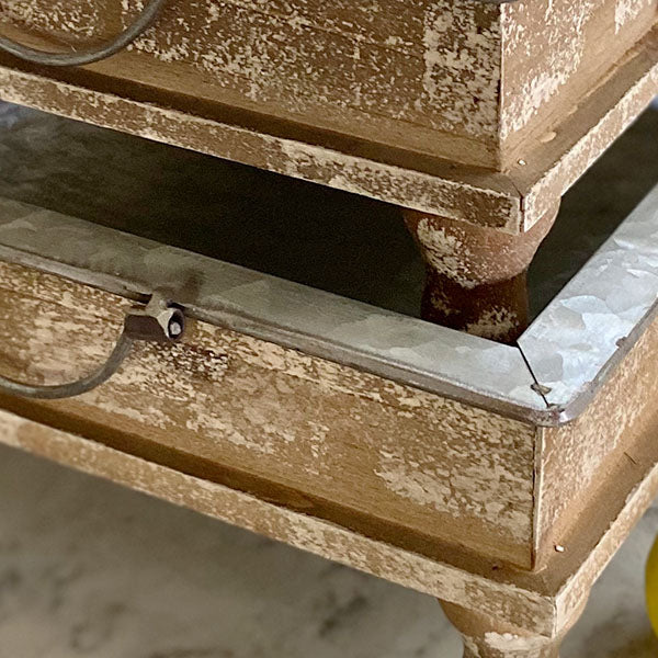 Galvanized Standing Metal Farmhouse Trays, Set of 2