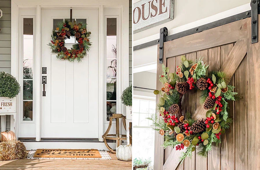 Premium Pine Wreath with Oranges and Berries