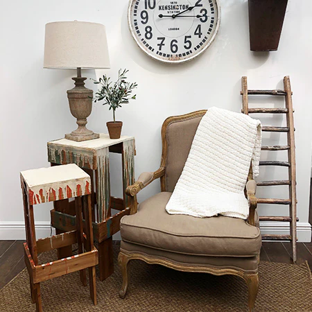 Wooden Painter Side Tables  Set of 2