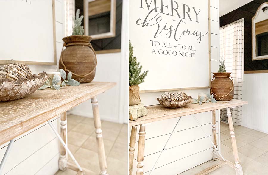 Light Brown Wood Farmhouse Console Table