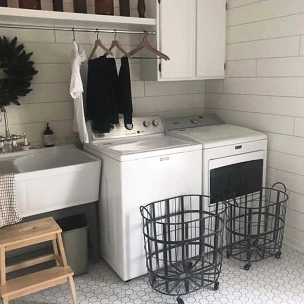 Metal Caged Rolling Storage Baskets, Set of 2