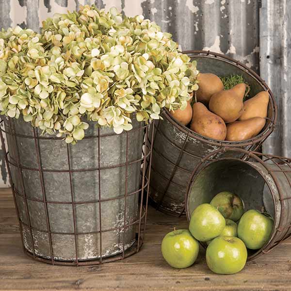 Wire Basket Bucket  Set of 3