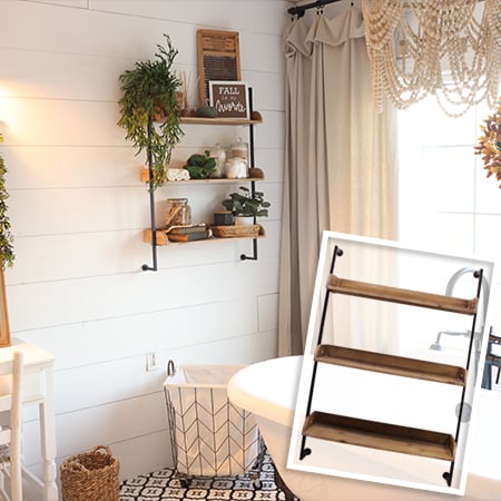 Rustic Wooden Three Tiered Wall Shelf