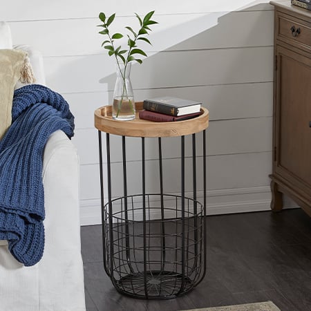 Wire Birdcage Inspired Storage Side Table