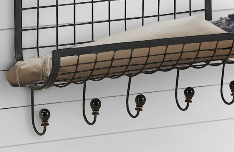 Industrial Wood & Metal Wall Organizer