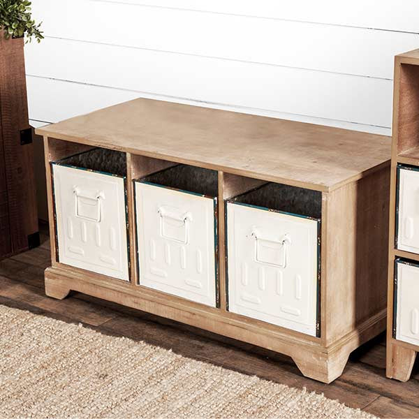 Enamel Drawer Storage Bench