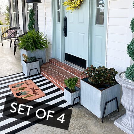 Square Silver Steel Plant Stands, Set of 4