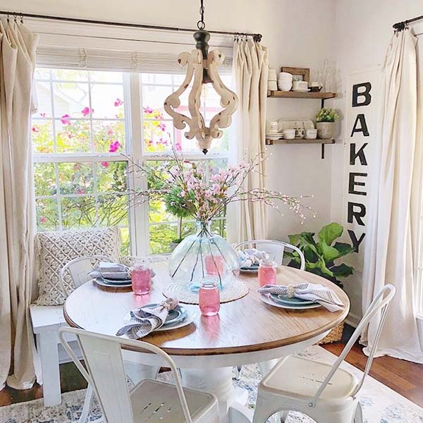 Distressed White Wood Chandelier