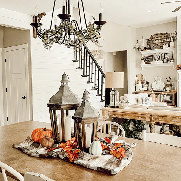 Wood and Galvanized Metal Lanterns, Set of 3