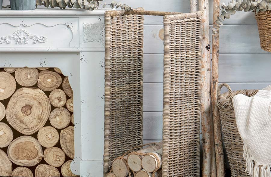 Woven Rattan Firewood Holder