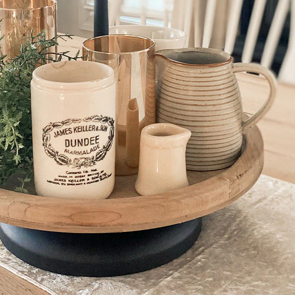 Natural Wood and Metal Display Stand