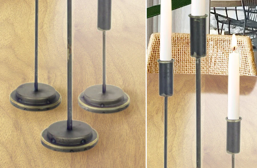 Industrial Taper Candle Holders, Set of 3