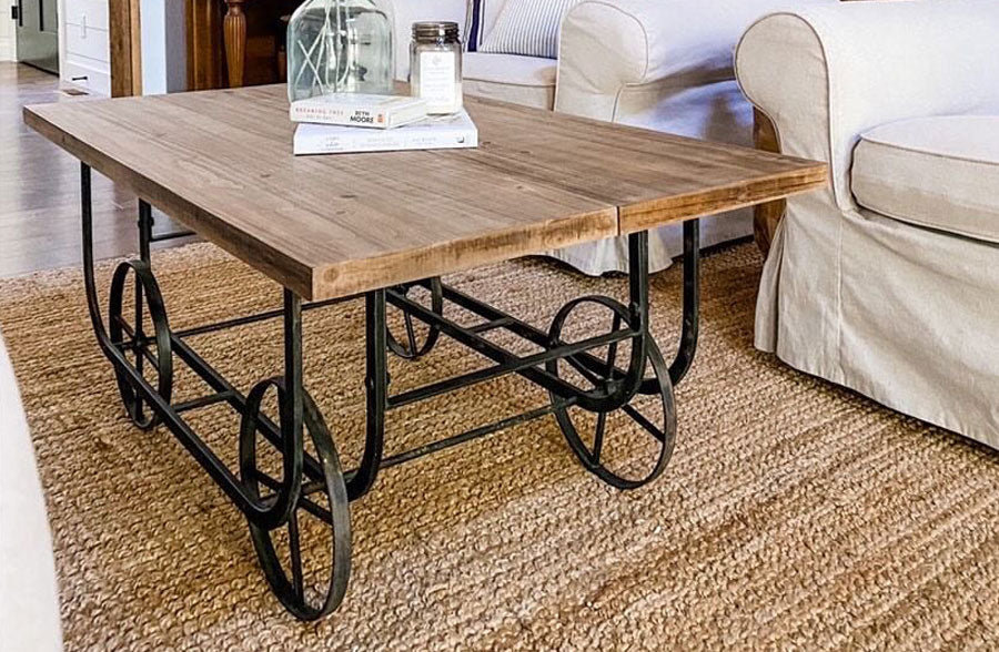 Wooden Factory Cart Coffee Table