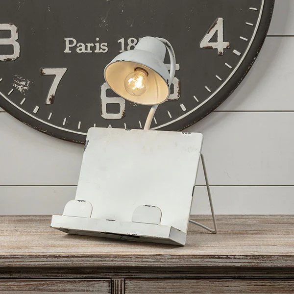 Chippy Enamel Gooseneck Lamp Book Holder