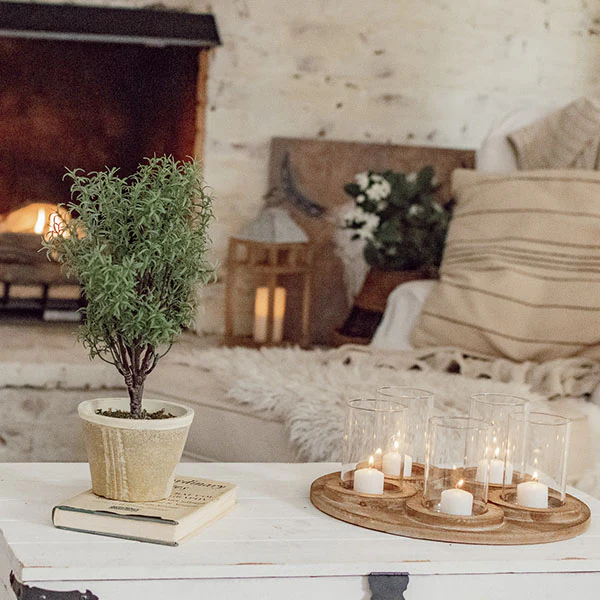 Wooden Candle Holder Display Tray