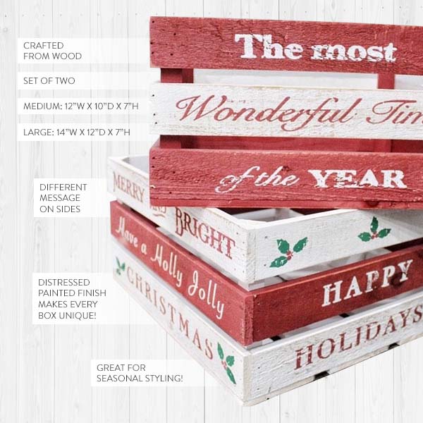Holiday Yardstick Crates, Set of 2