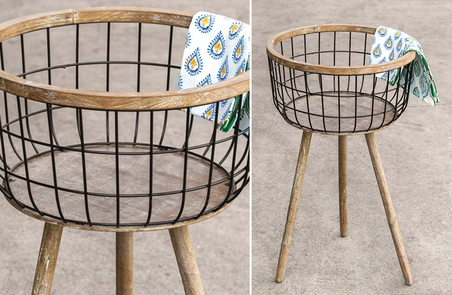 Modern Industrial Standing Storage Basket