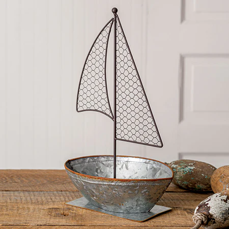 Galvanized Sailboat Bowl